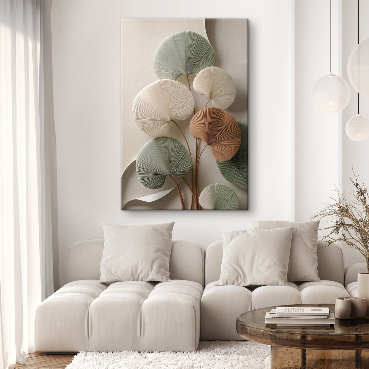 Folhas redondas em verde-salva — interior 2