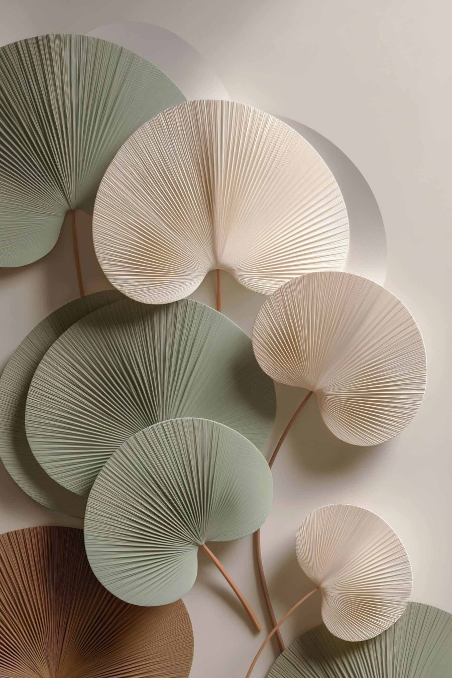 Leques de folhas creme — design completo