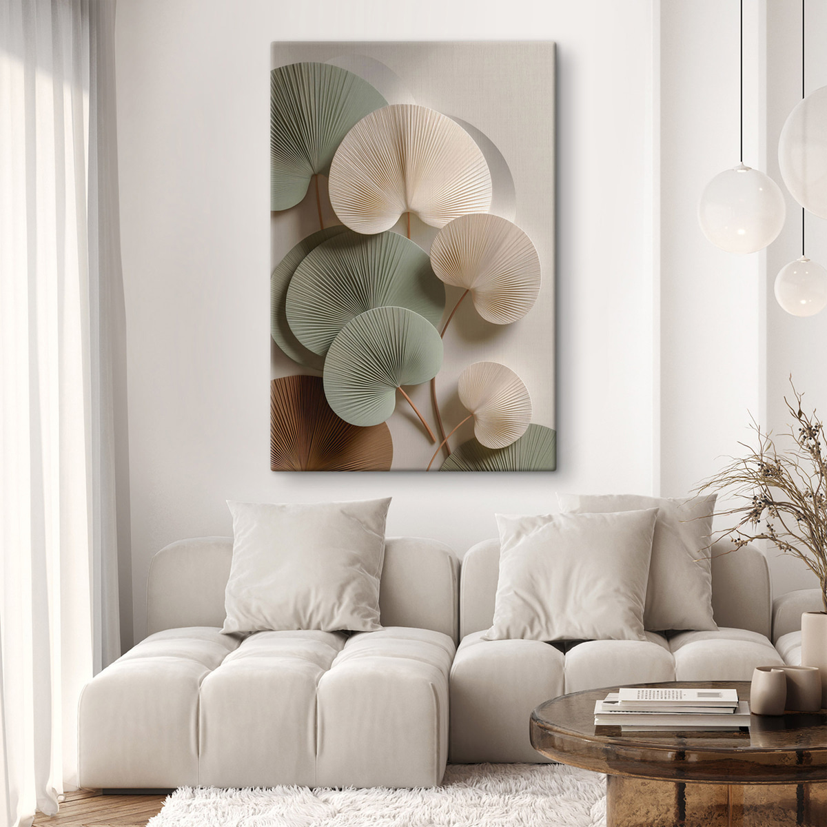 Leques de folhas creme — interior 1