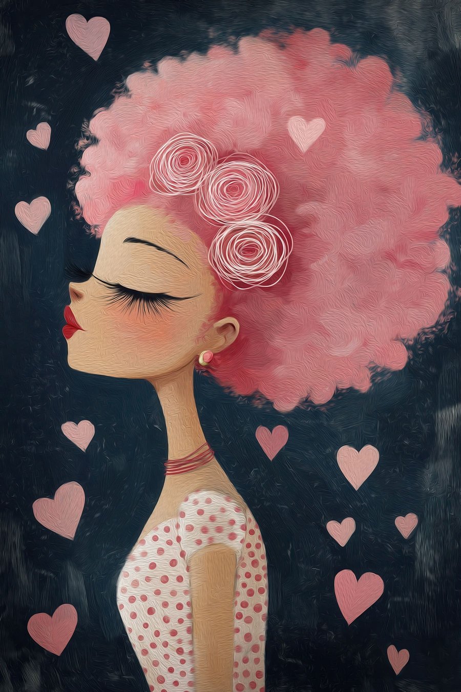 Menina de cabelo rosa — design completo