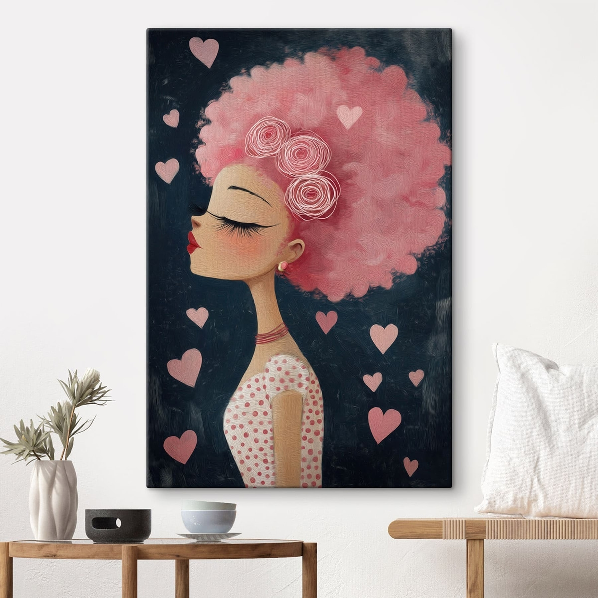 Menina de cabelo rosa — interior 1