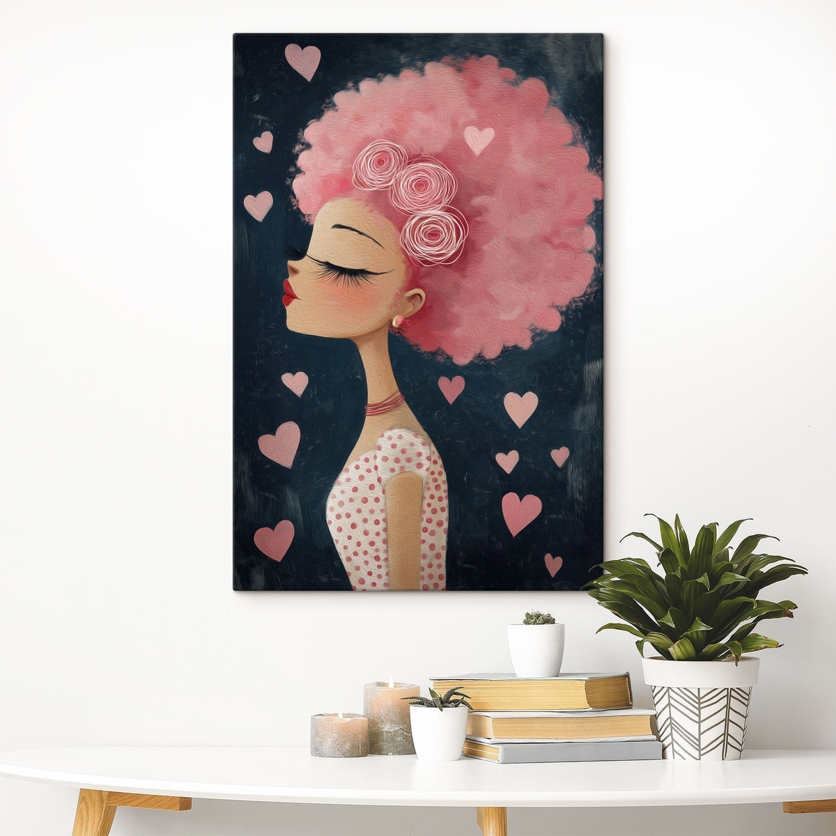 Menina de cabelo rosa — interior 2
