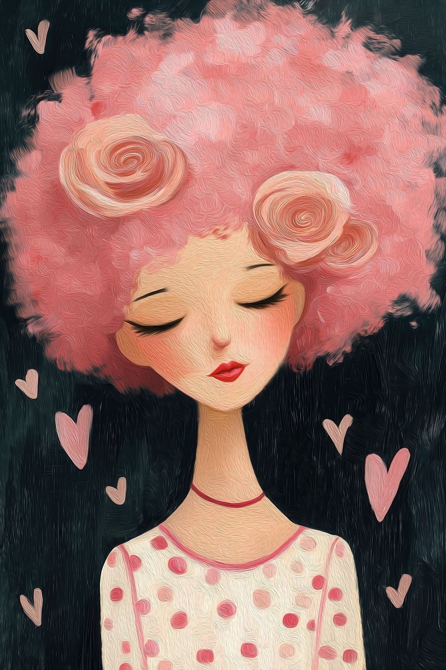 Menina de cabelo rosa — design completo