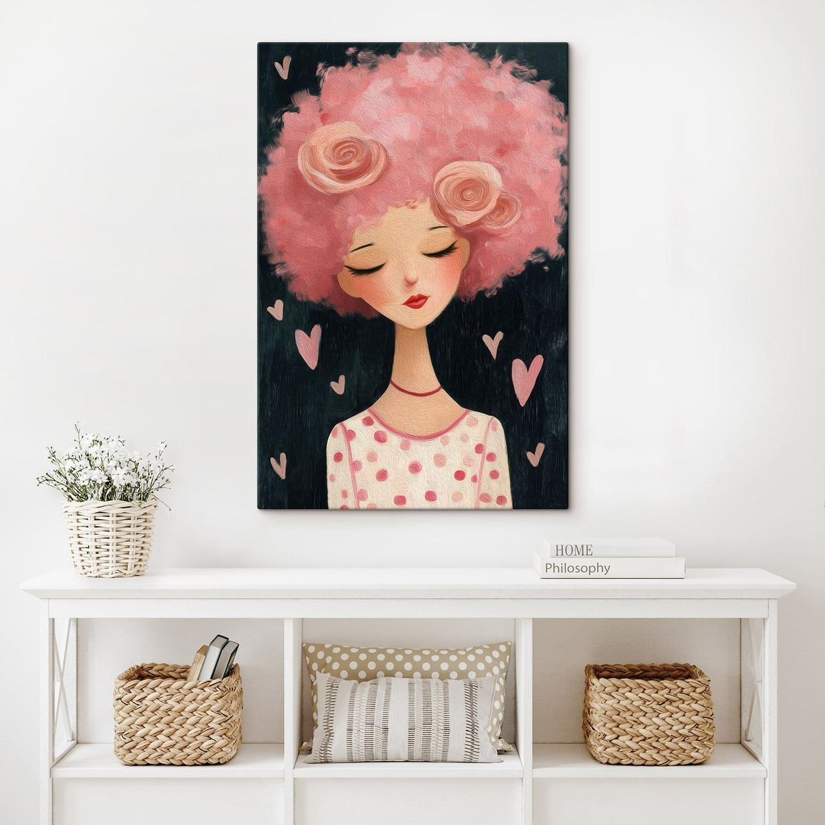 Menina de cabelo rosa — interior 1