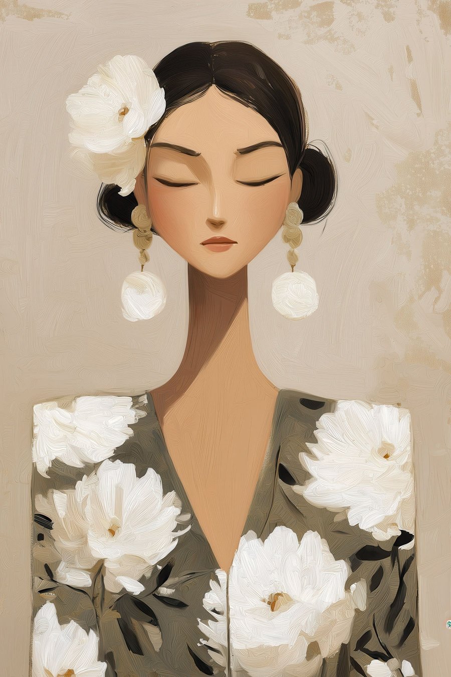 Menina com flores — design completo