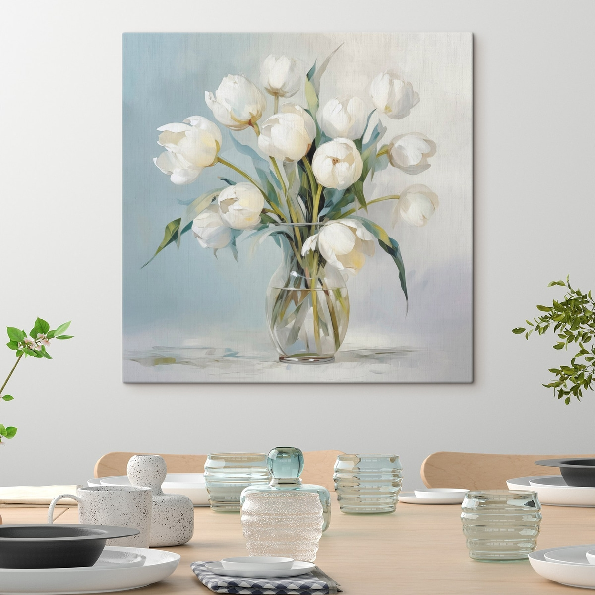 Tulipas num vaso num interior