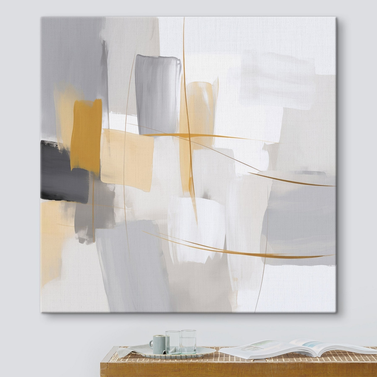 Pintura abstrata num interior