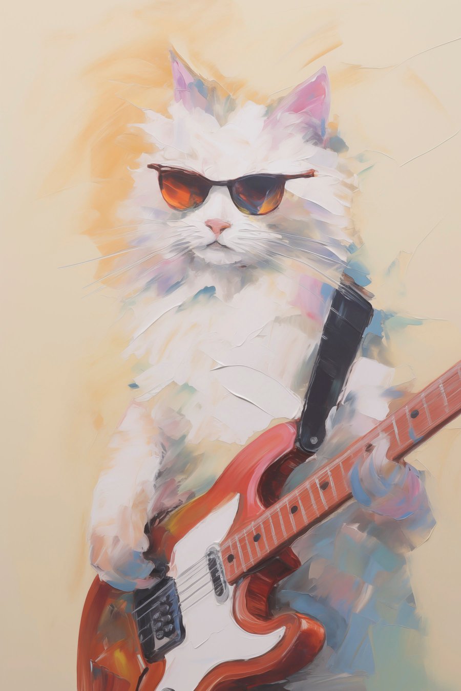 Gato com guitarra — design completo