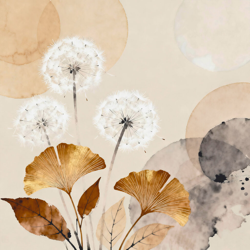 Flores fofas e leques — design completo
