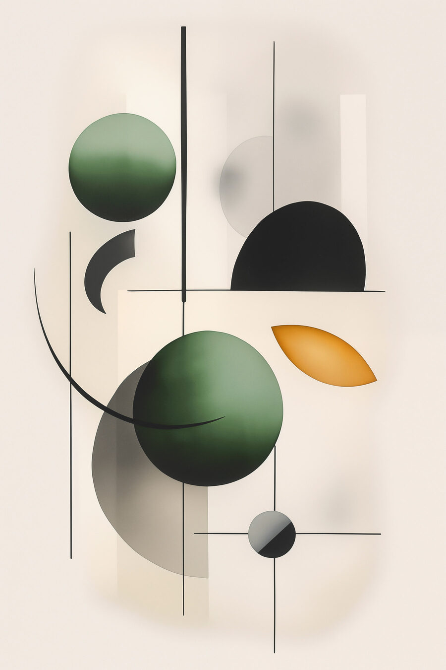 Bolas e linhas pretas — design completo