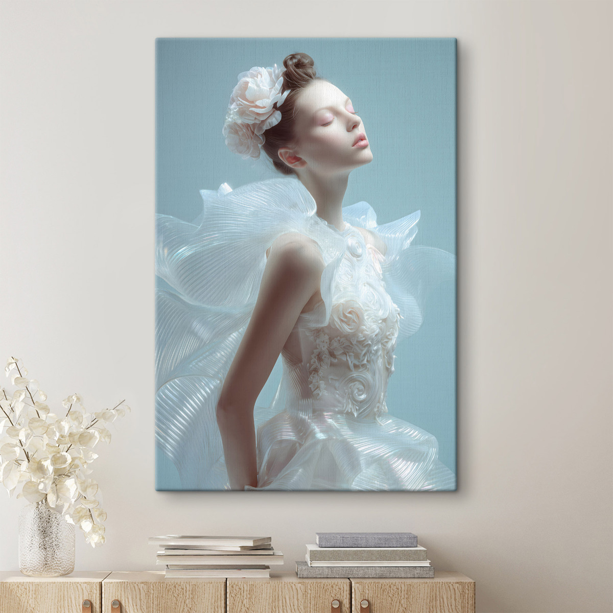 Menina de vestido branco — interior 1