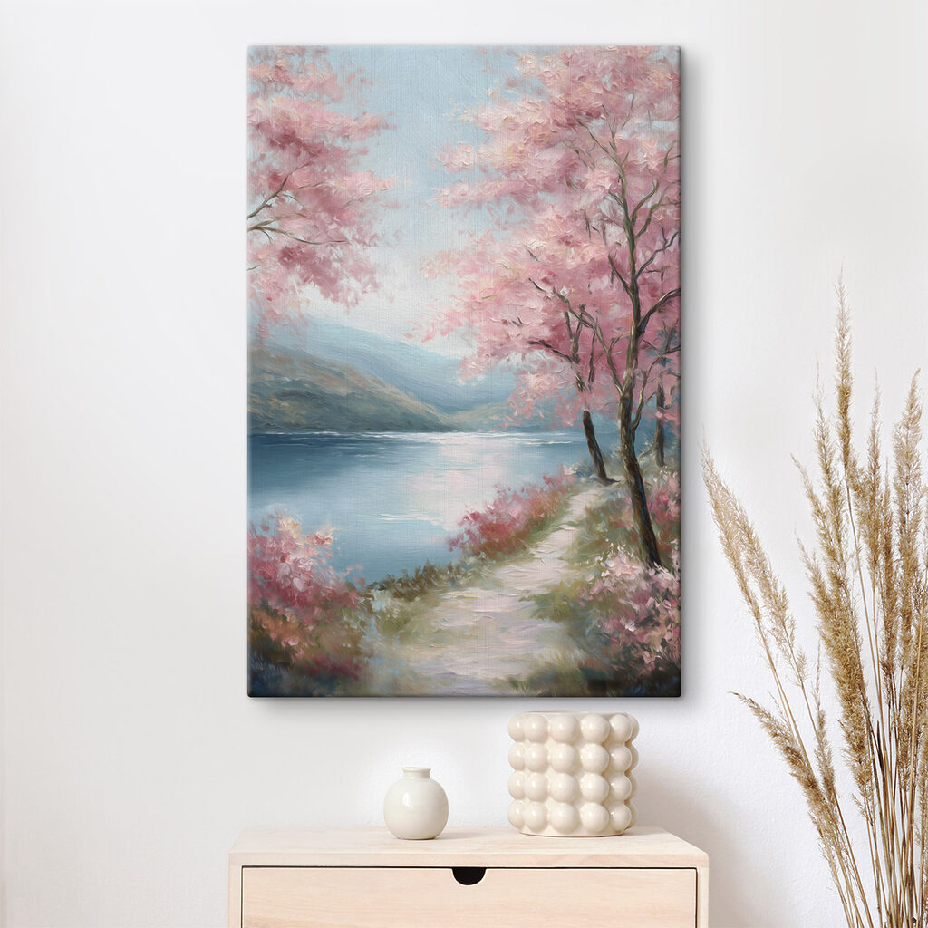 Árvores rosa à beira-água — interior 1