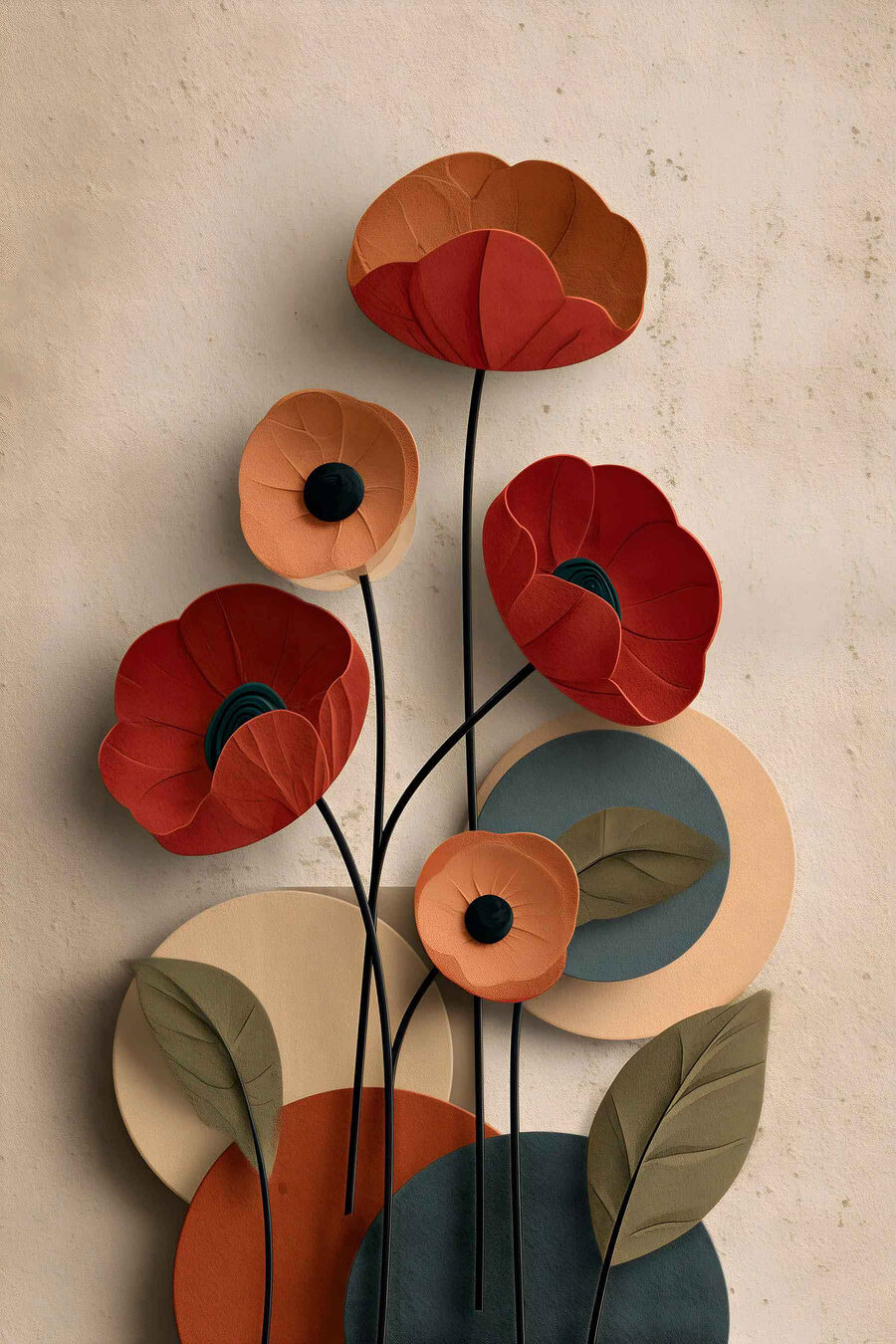 Papoilas com formas redondas — design completo