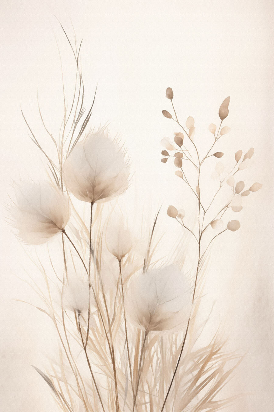 Hastes secas sobre creme — design completo