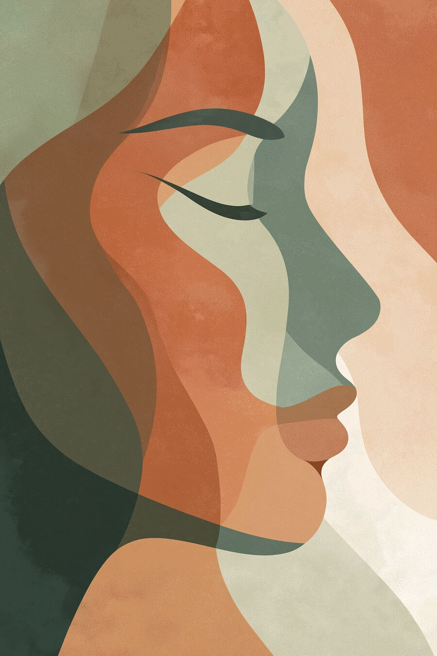 Perfil feminino em verde — design completo