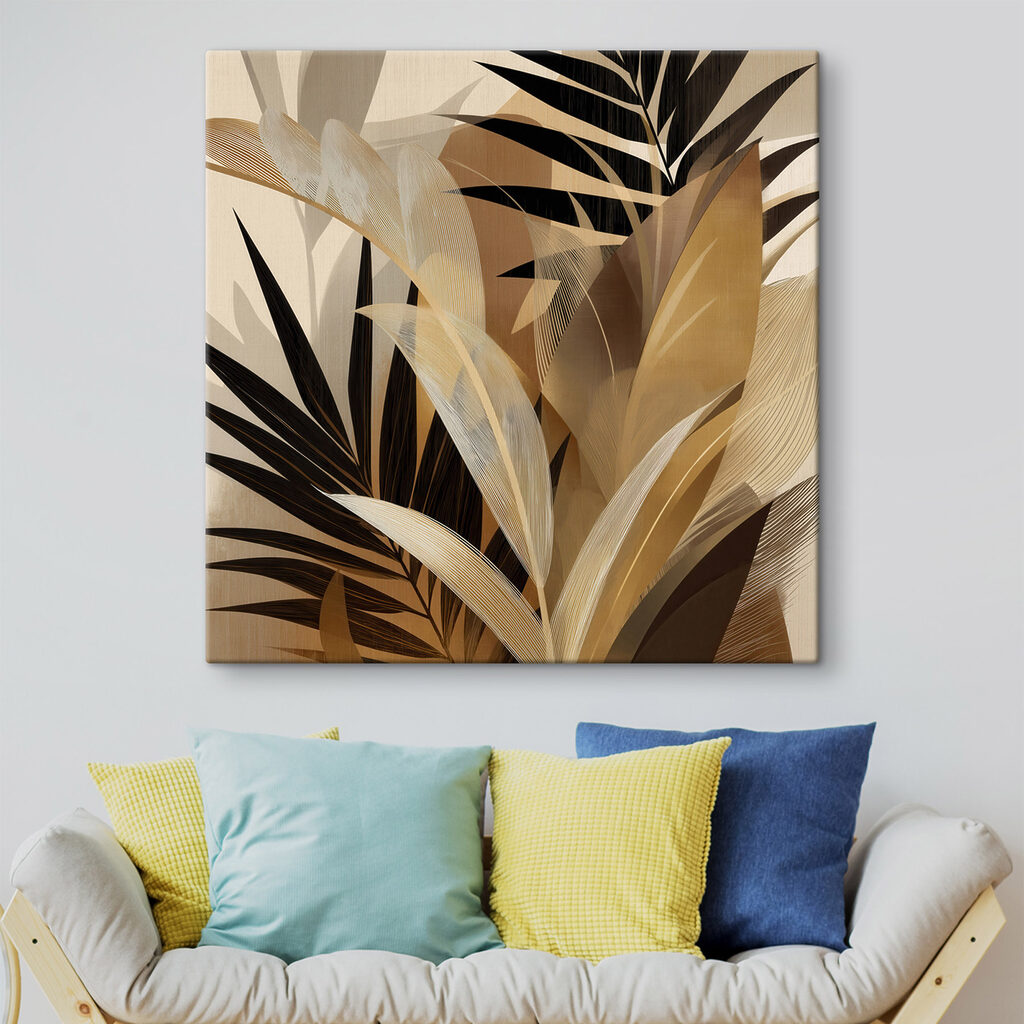 Folhas e leques dourados — interior 2