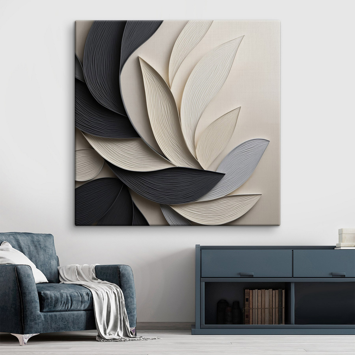 Folhas em contraste num interior