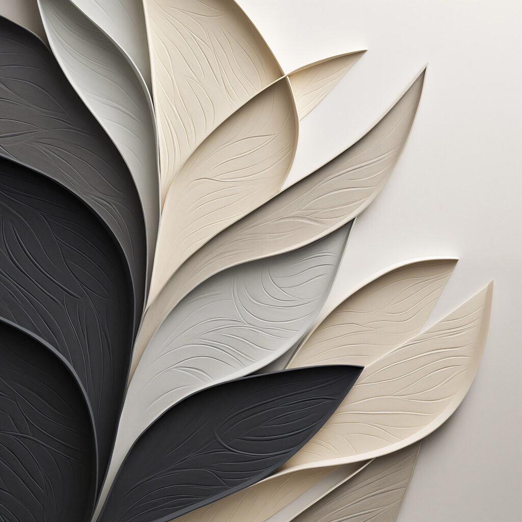 Folhas em arco preto — design completo
