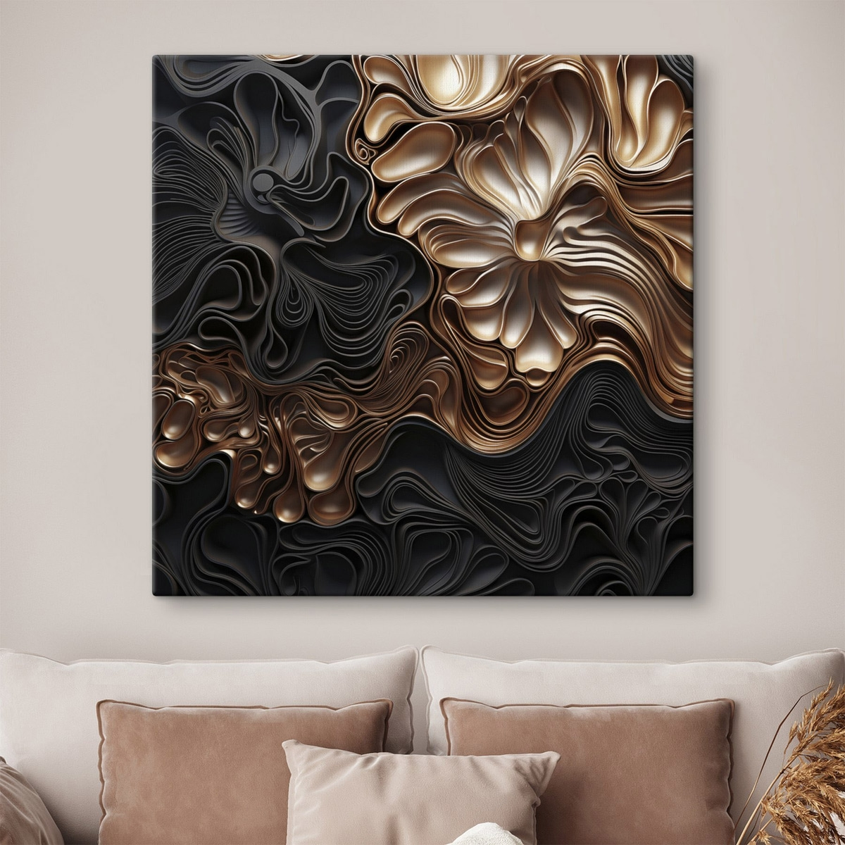 Formas fluidas escuras — interior 1