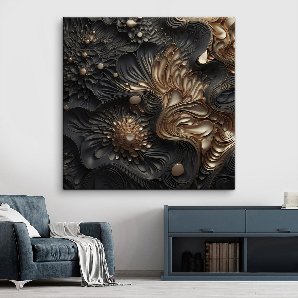 Formas fluidas escuras — interior 2