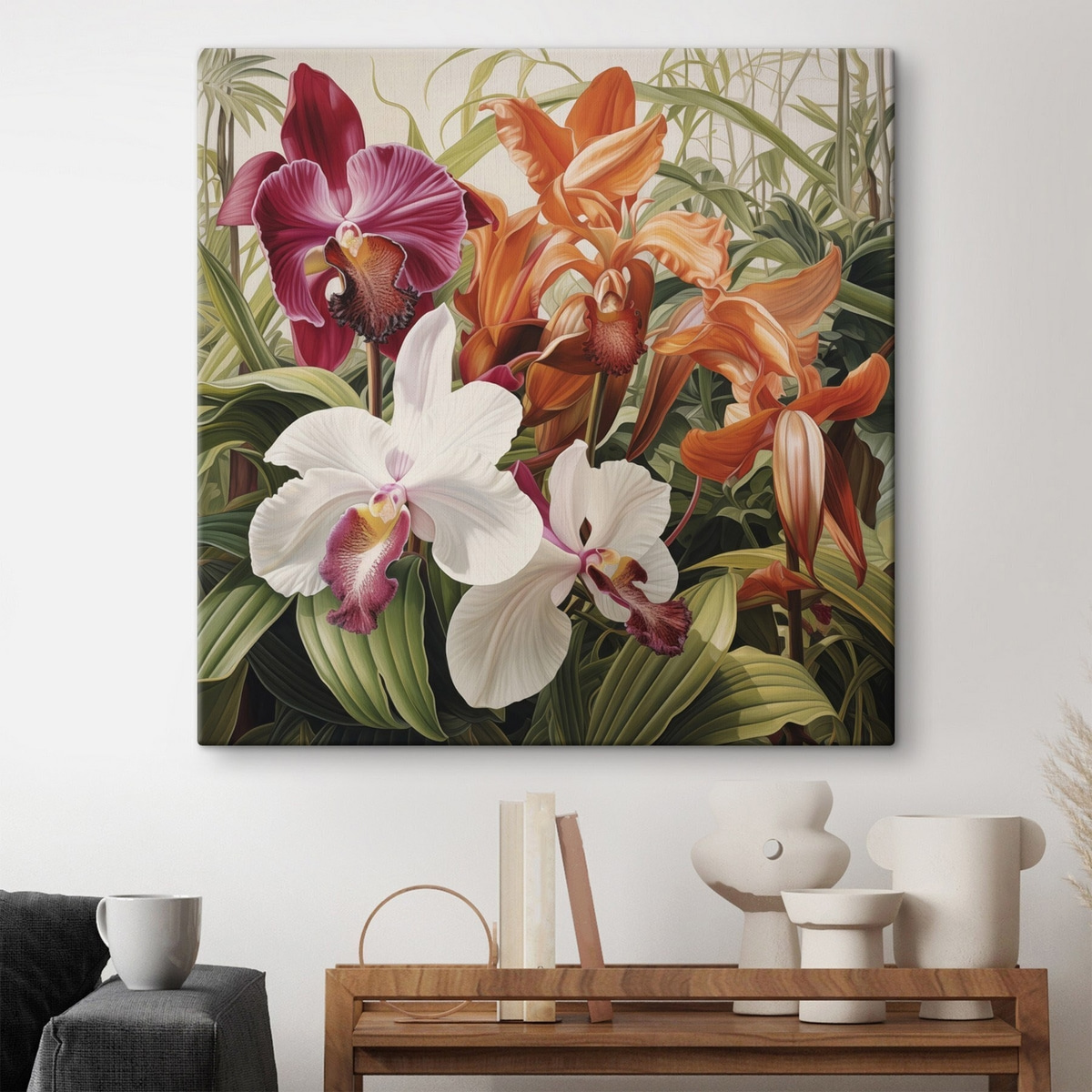 Ramo tropical com folhagem — interior 1