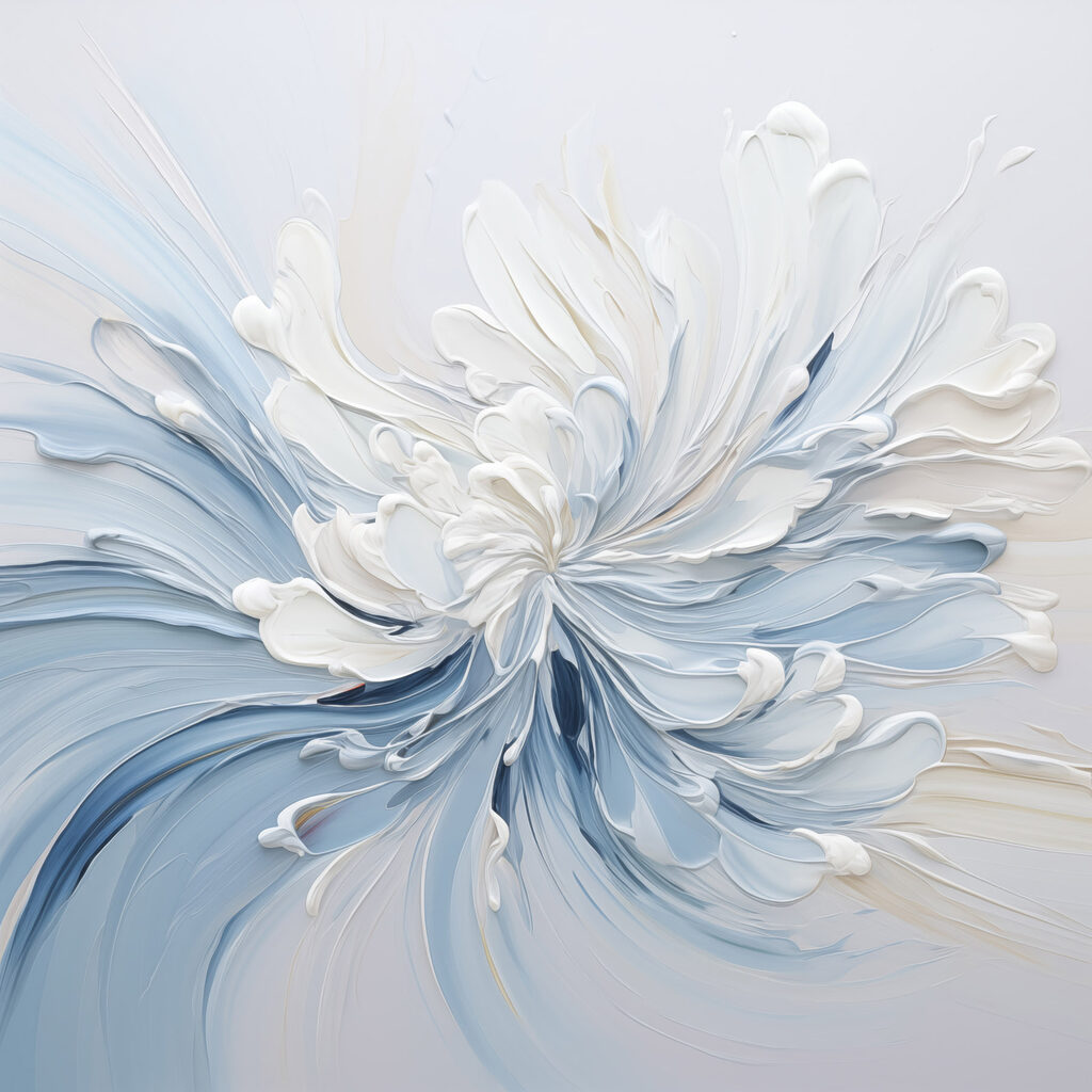 Flor branca em azul-gelo — design completo