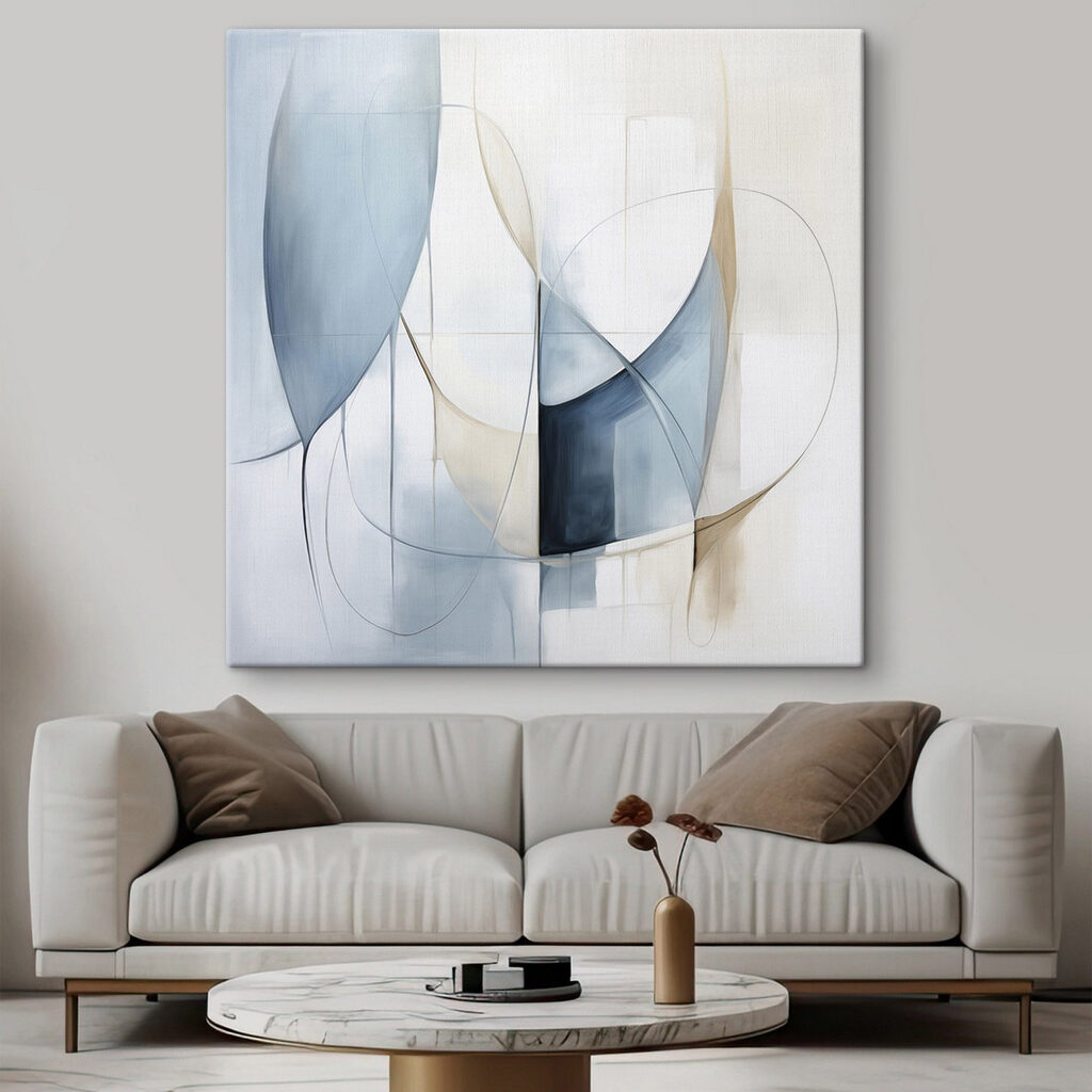 Geometria azul e arcos — interior 1
