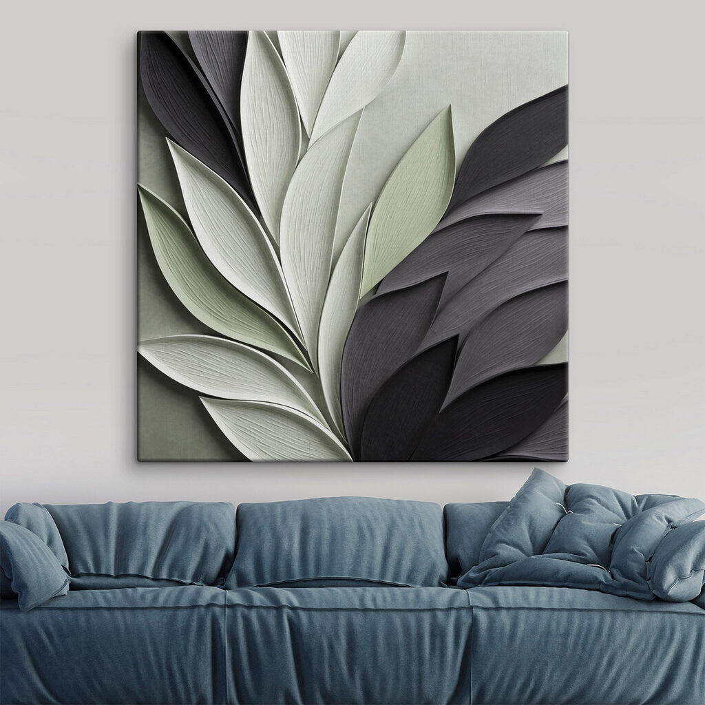 Folhas verde-salva e antracite — interior 2