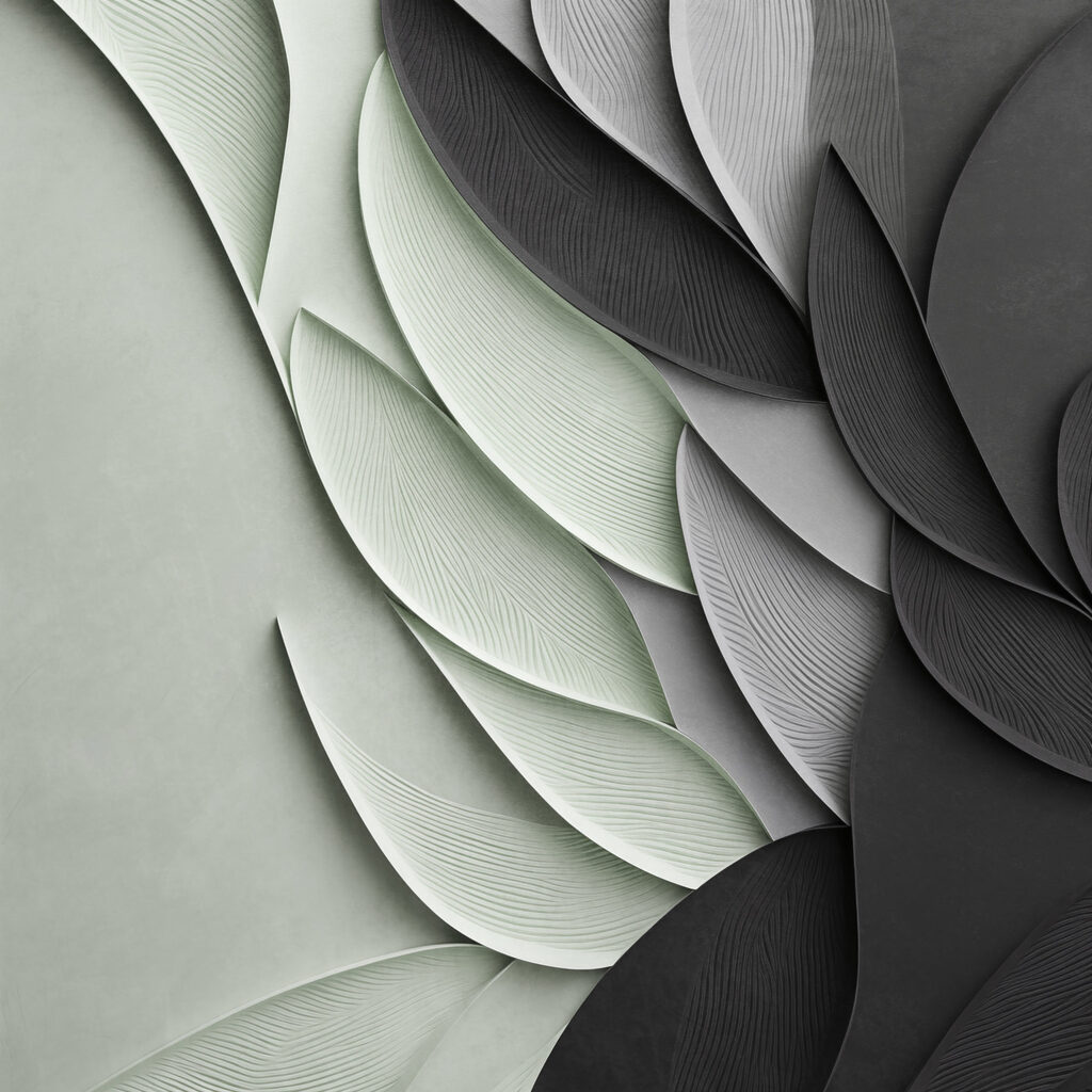 Folhas dobradas na sombra — design completo