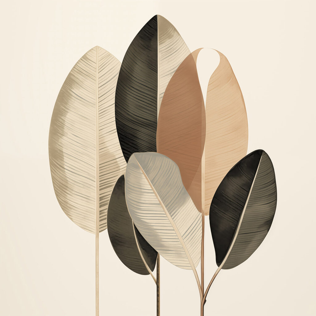 Folhas grandes em hastes — design completo