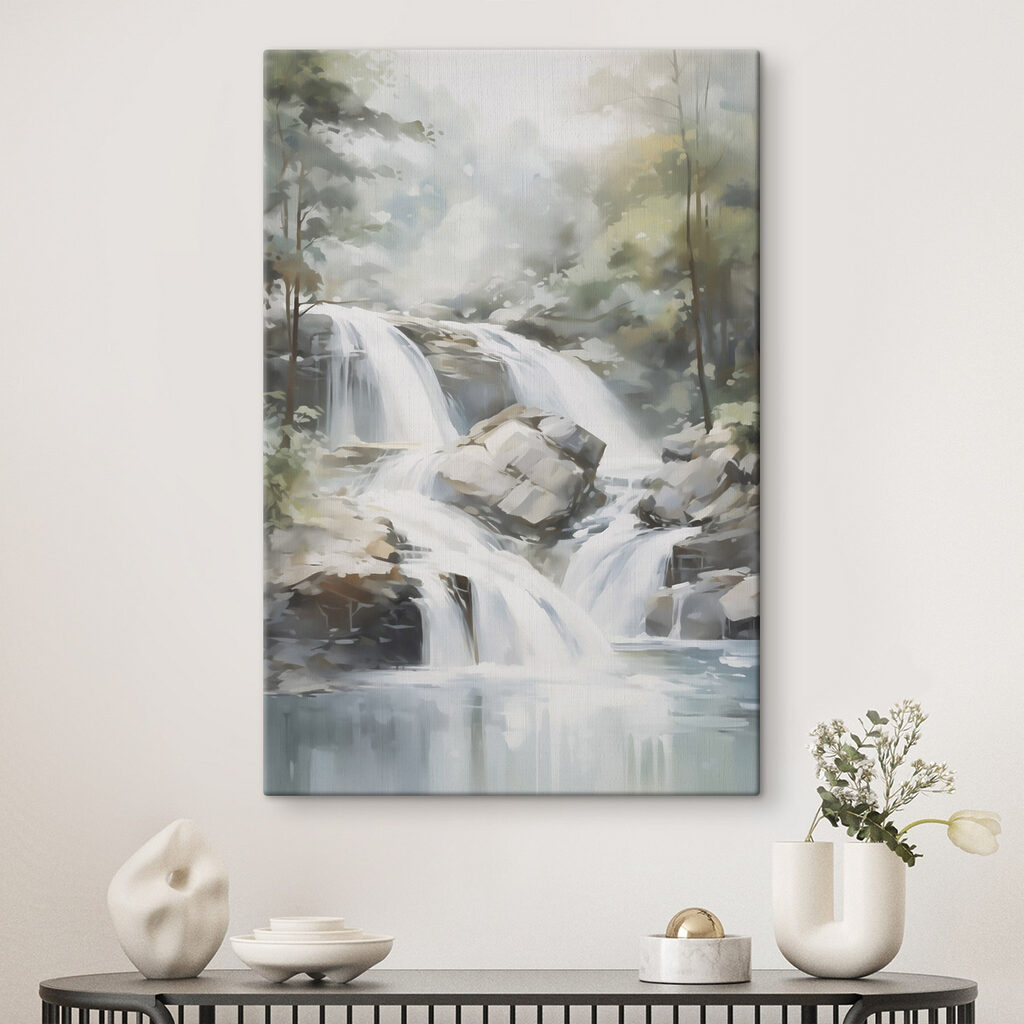 Cascata entre rochas verdes — interior 1