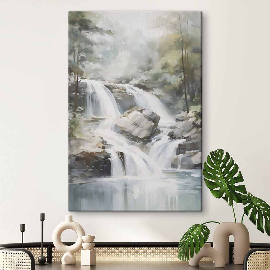 Cascata entre rochas verdes — interior 2