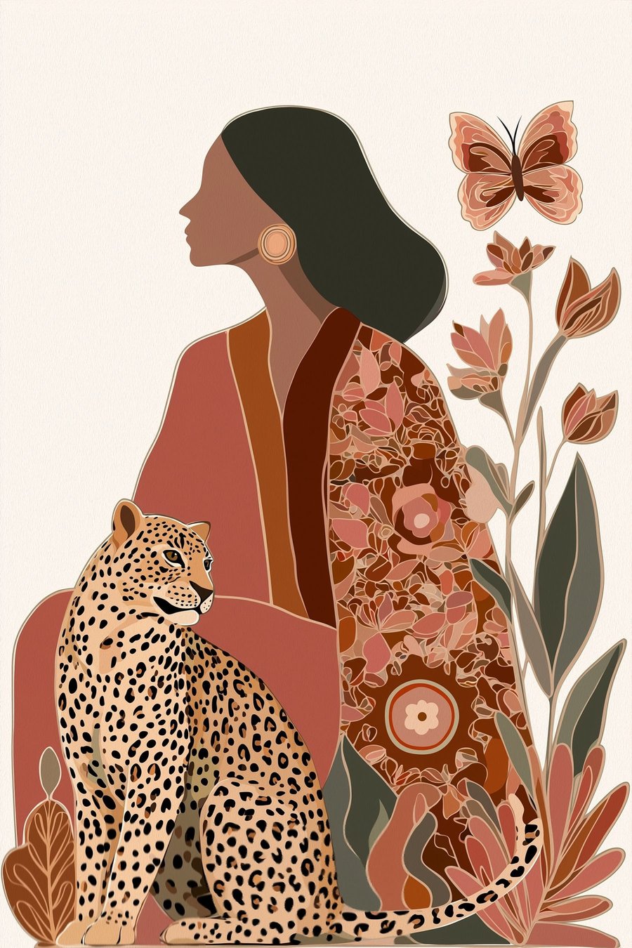 Mulher com folhas — design completo