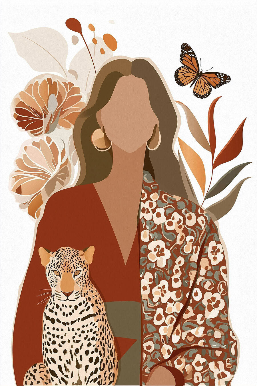 Mulher e gato malhado — design completo