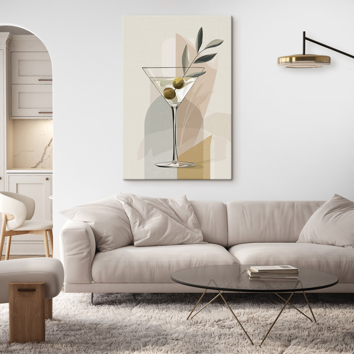 Vaso minimalista com ramo num interior