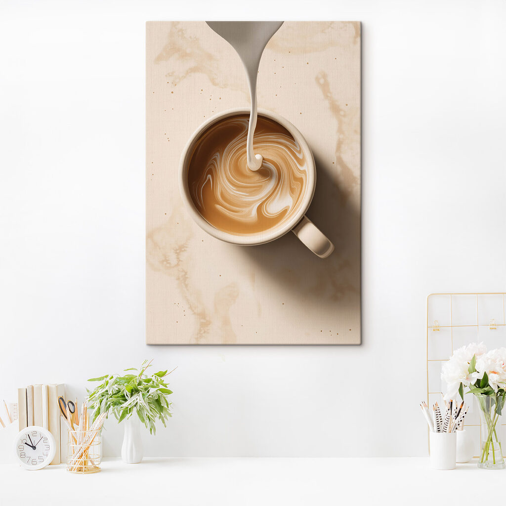 Café com leite num interior