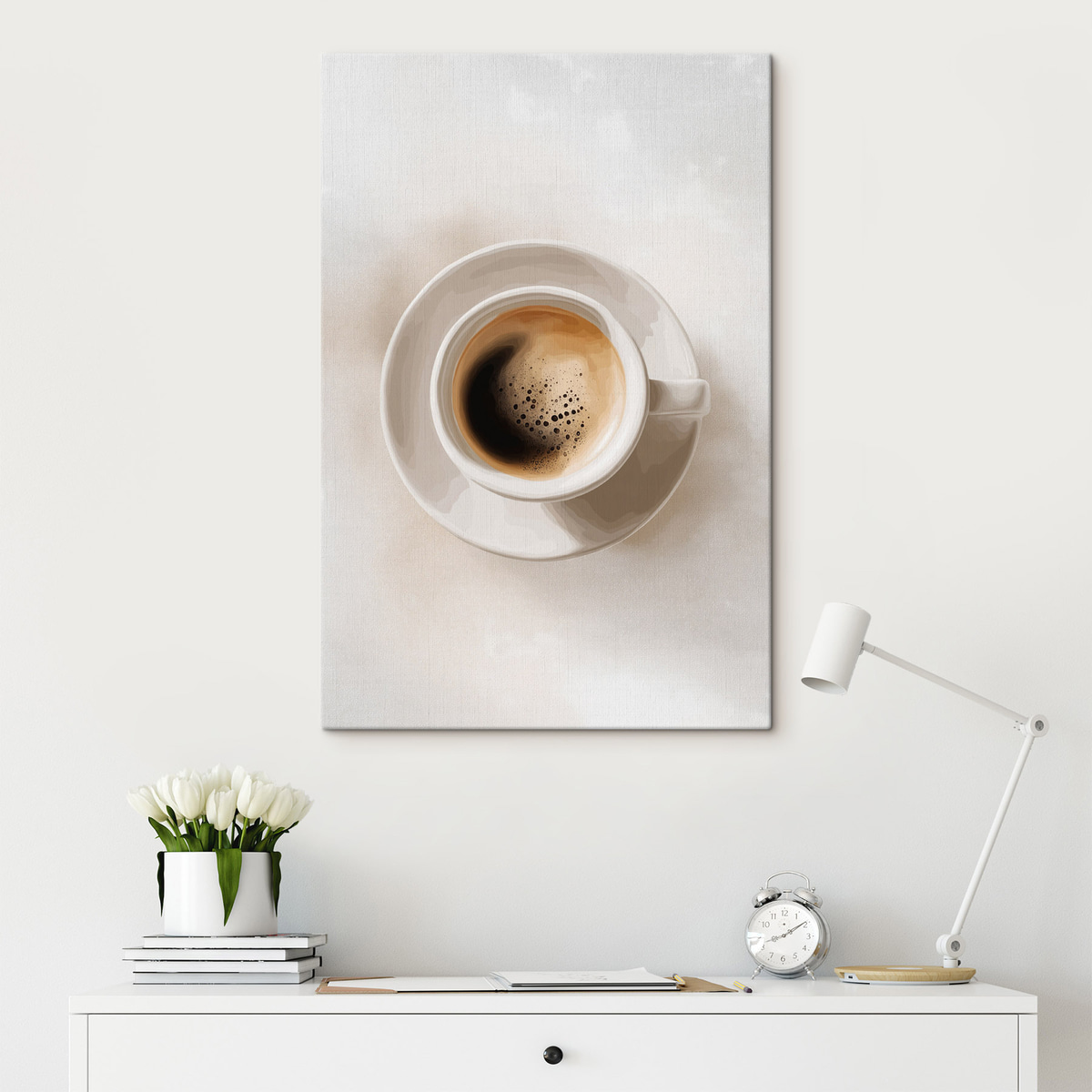 Espresso visto de cima num interior
