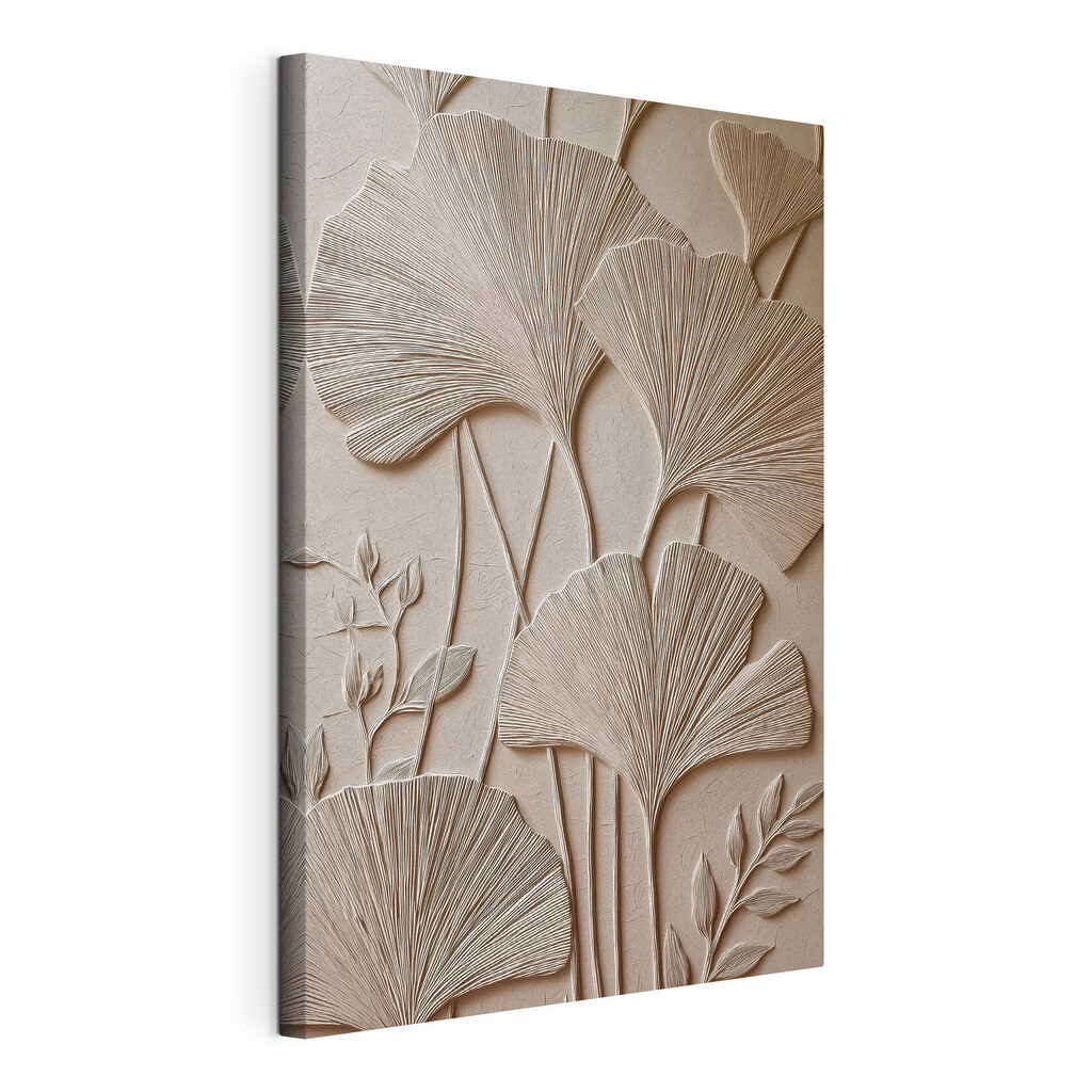 Ginkgo com ramos finos, tela esticada e borda contínua