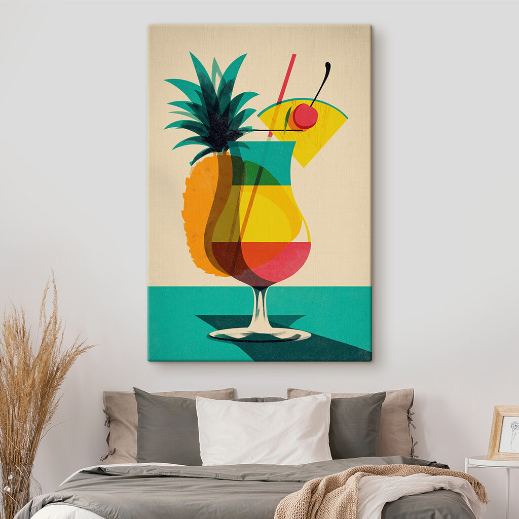 Cocktail de ananás num interior