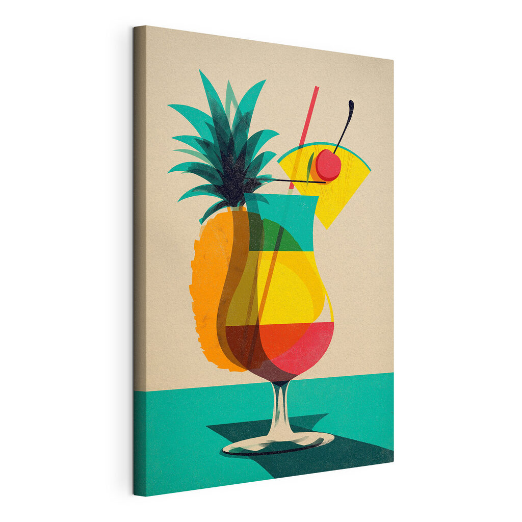 Cocktail de ananás, tela esticada e borda contínua