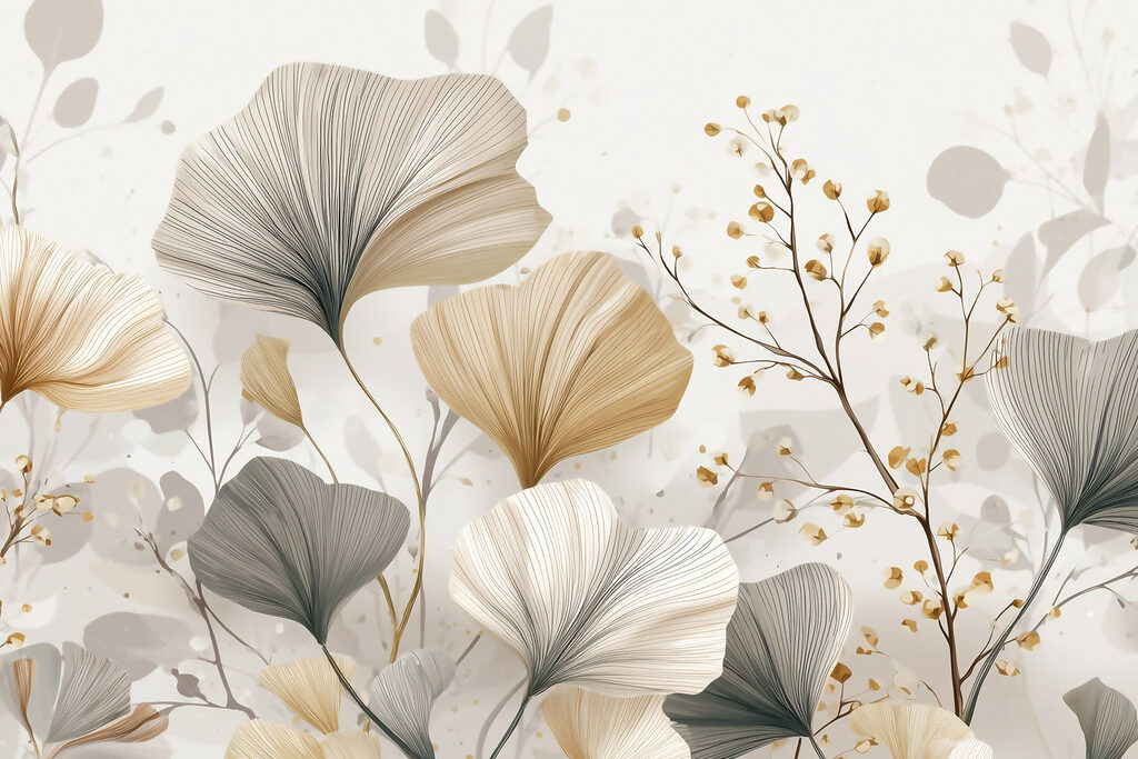 Ginkgo com ramos dourados — design completo
