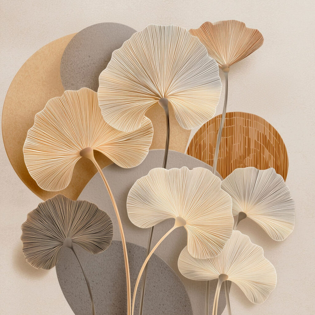 Ginkgo sobre ovais suaves — design completo