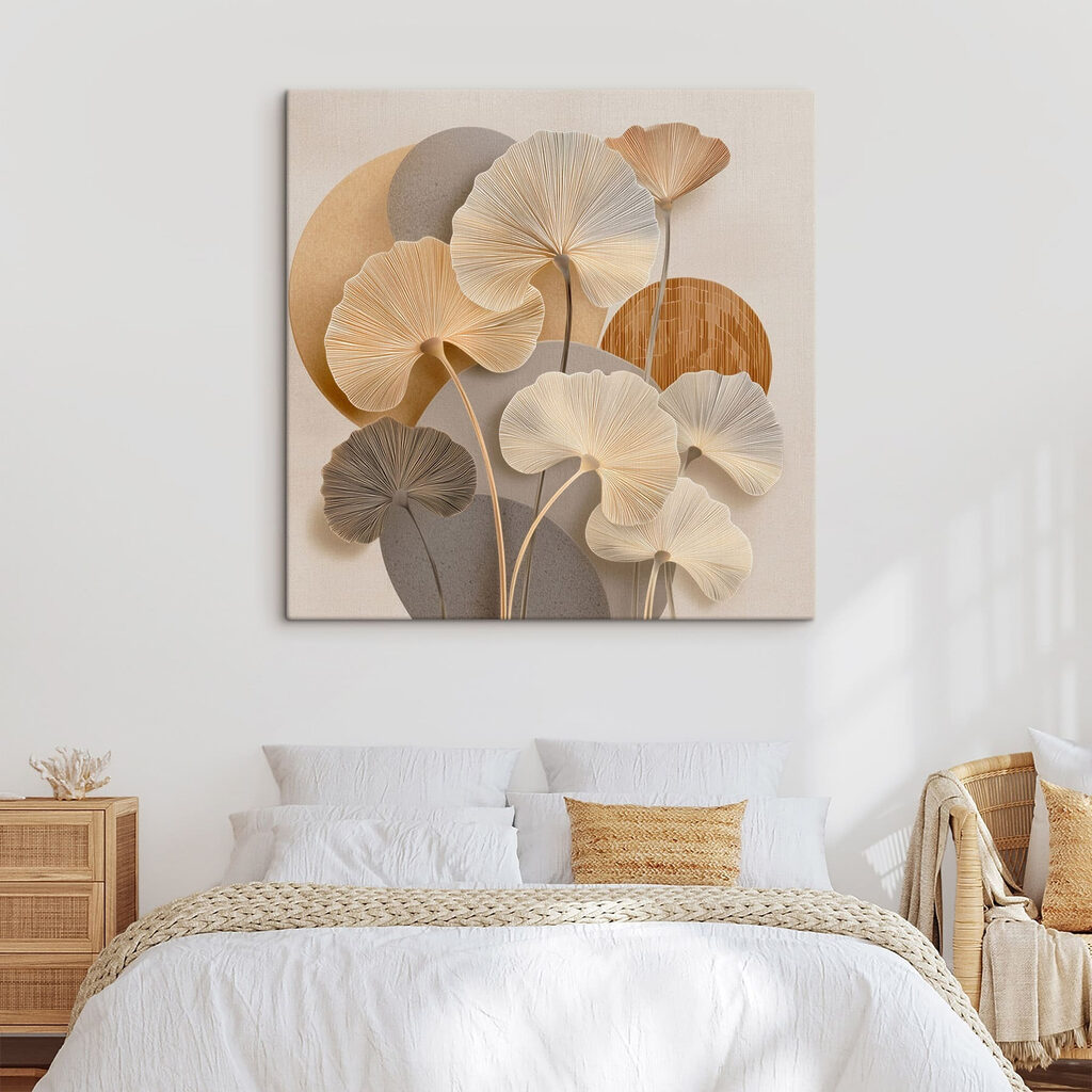 Ginkgo sobre ovais suaves num interior