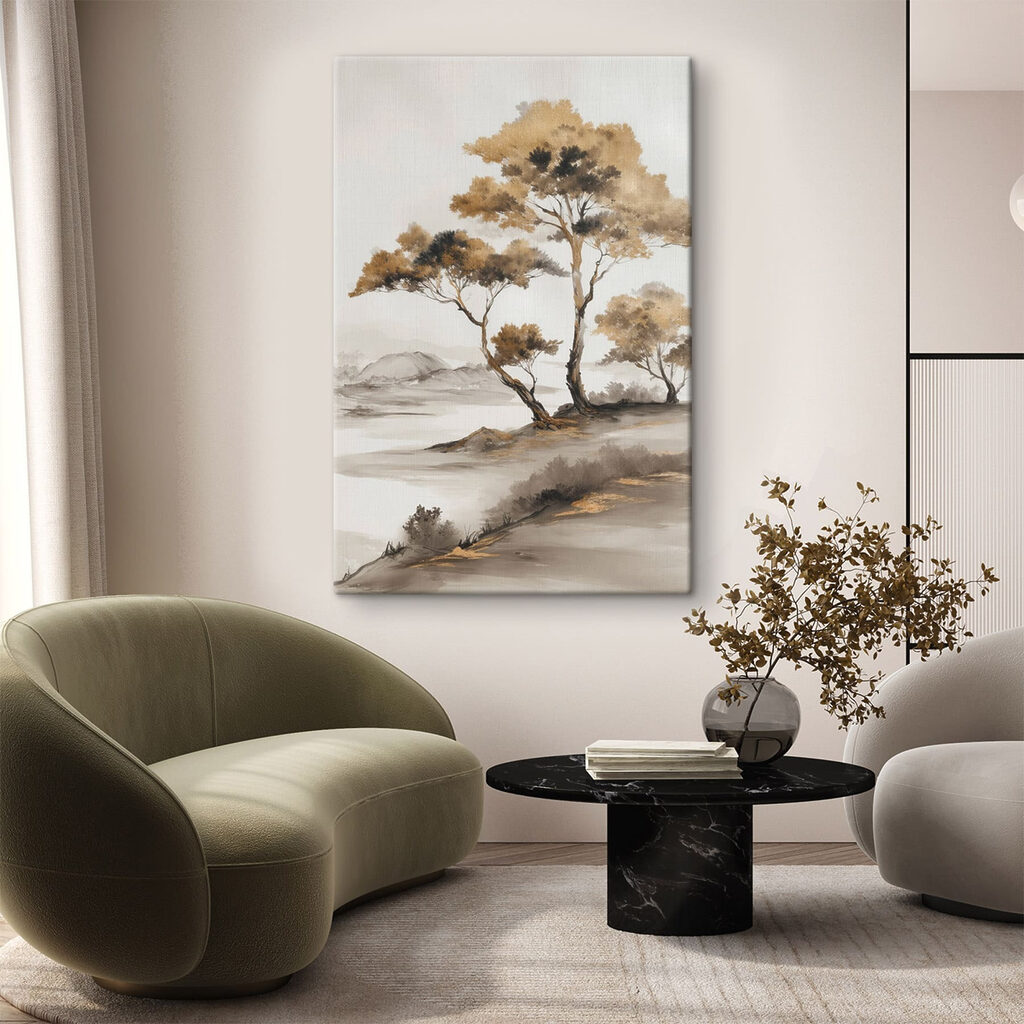 Duas árvores entre colinas — interior 1