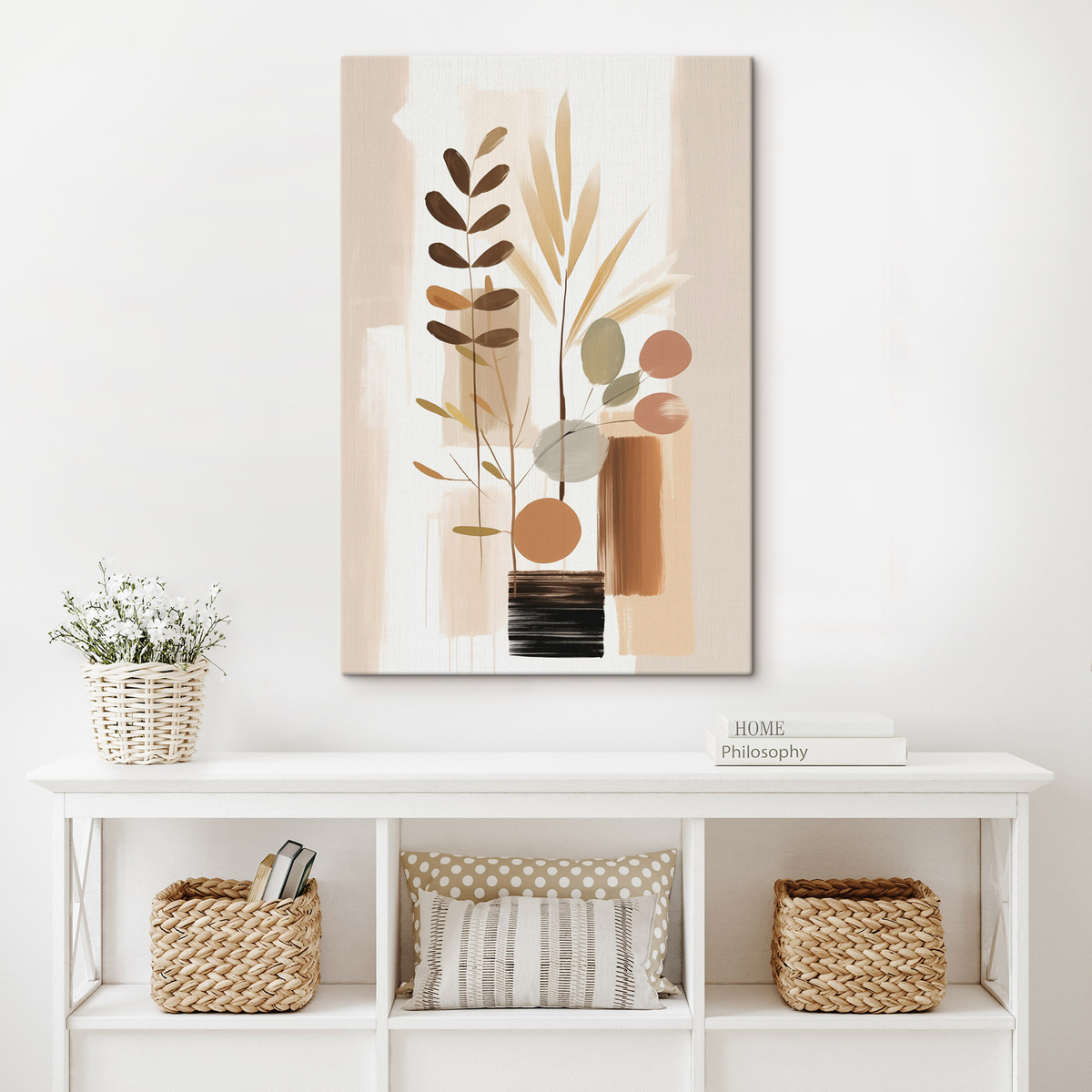Composição botânica abstrata num interior
