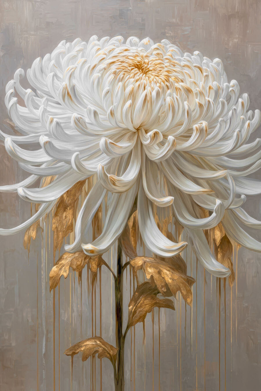 Crisântemo branco e dourado — design completo