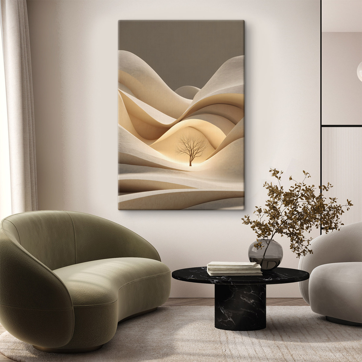 Paisagem surrealista com árvore — interior 2