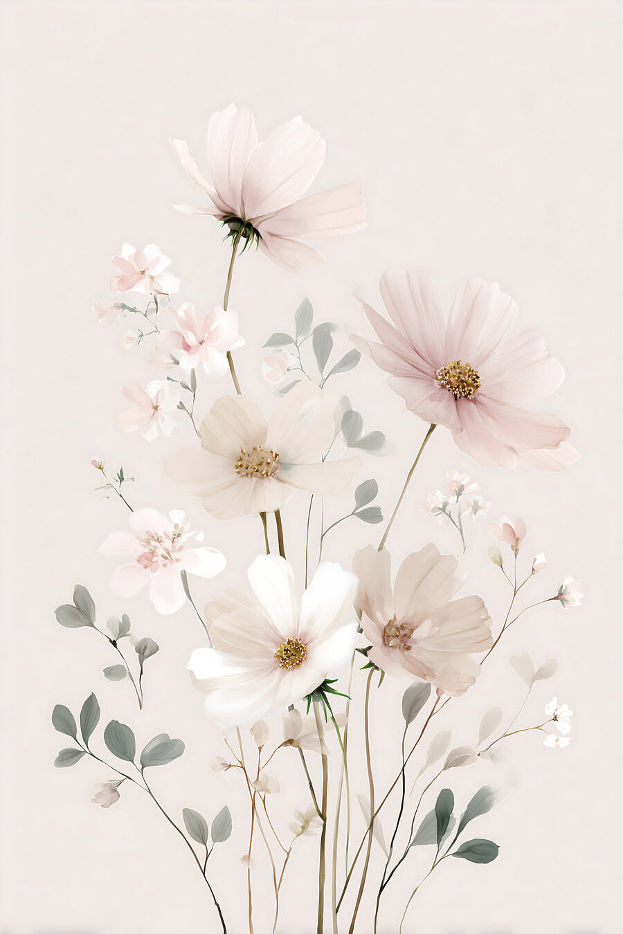Ramos cor-de-rosa em flor — design completo