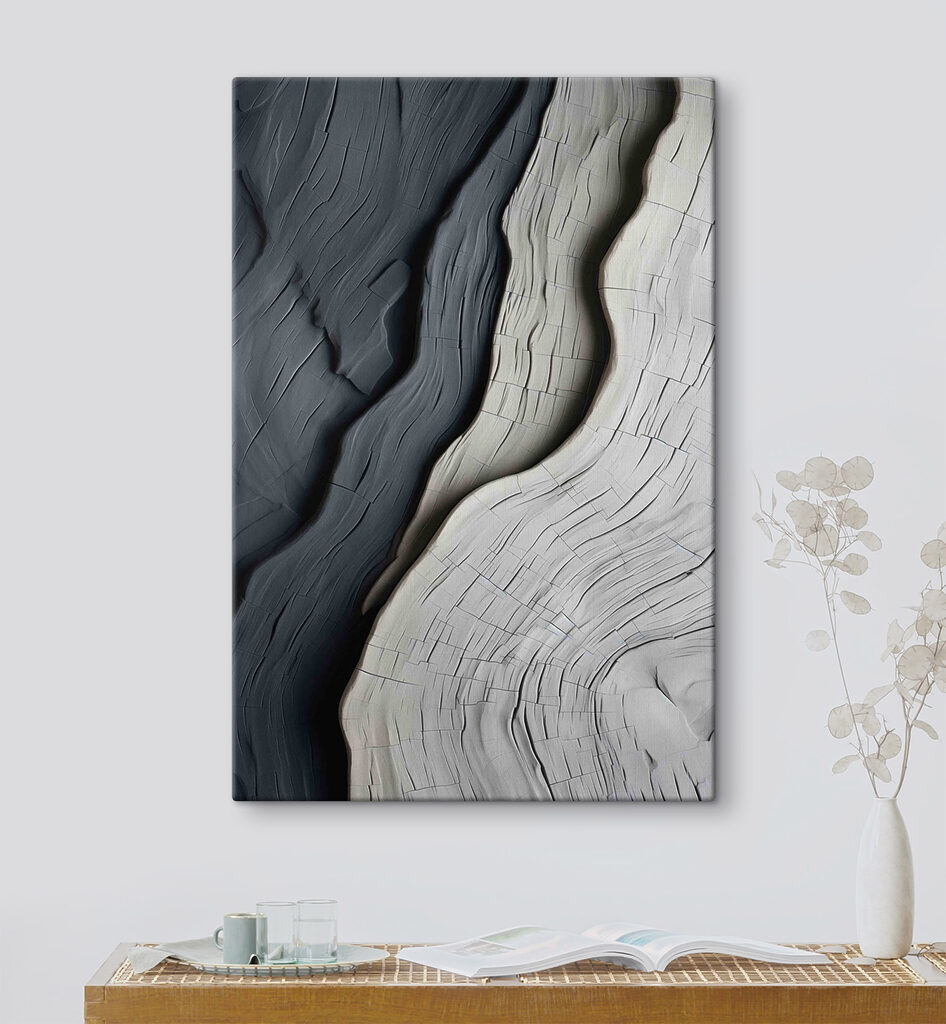Camadas cinzentas sobre preto — interior 1
