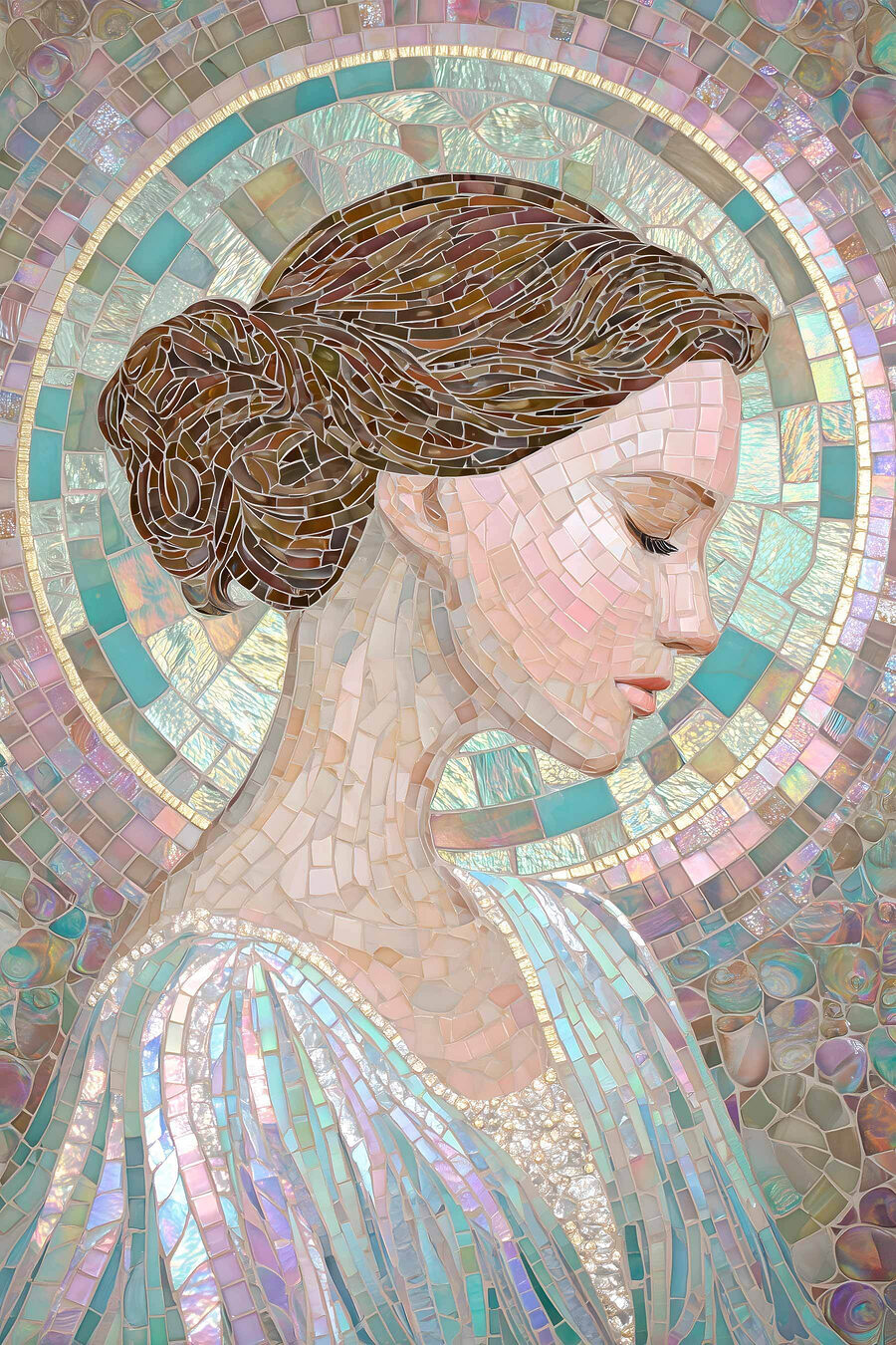 Perfil em mosaico pastel — design completo